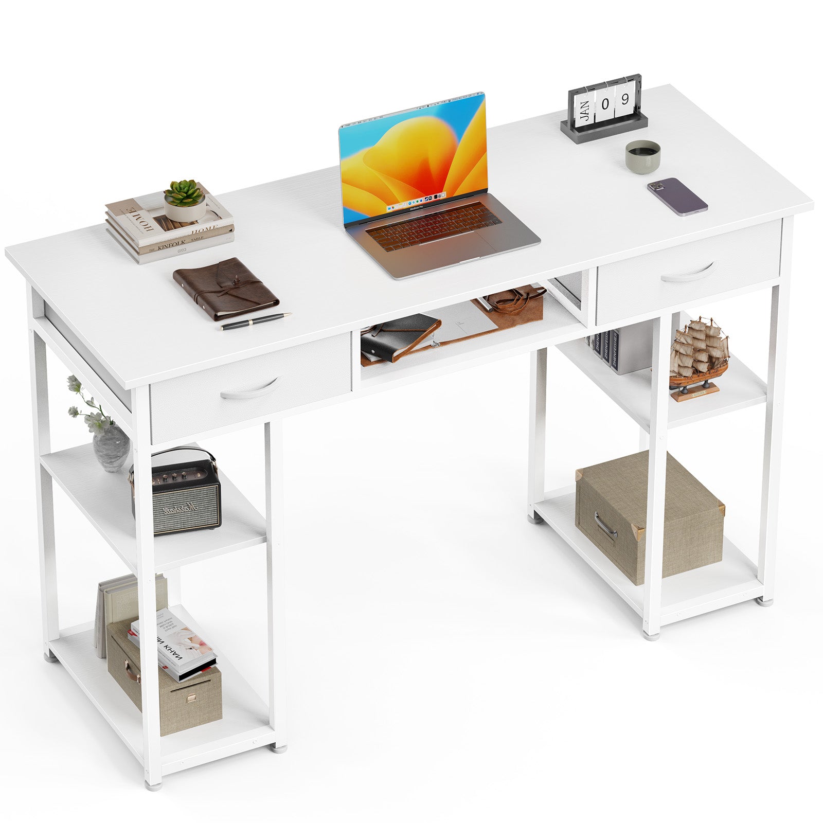 Bureau Compact avec Rangement – 32" ou 48", Noir, Blanc ou Bois