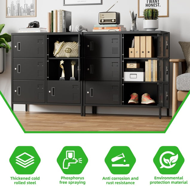 Armoire Métallique de Bureau 6 Portes avec Serrures Individuelles – Rangement Sécurisé Noir