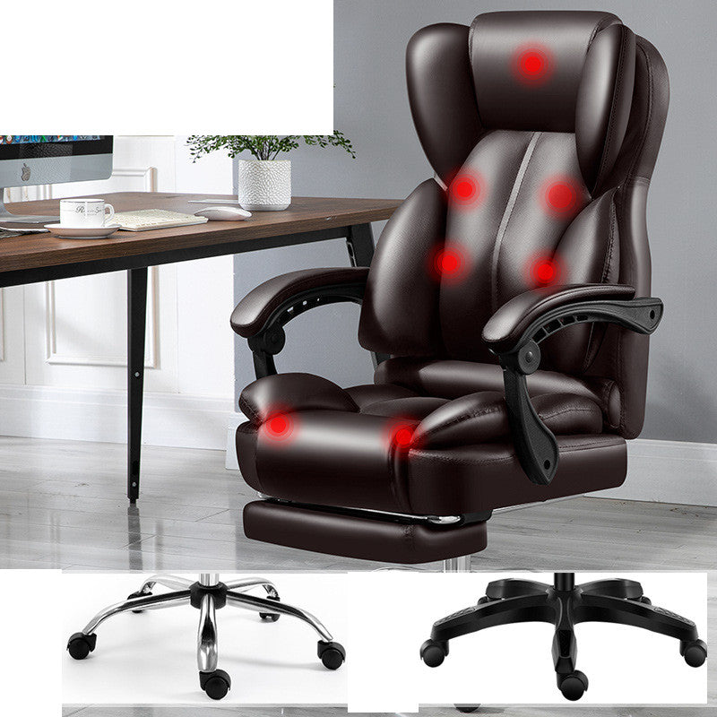Fauteuil de Bureau Inclinable DeskHarmony™ avec Massage – Chaise Ergonomique Pivotante en Cuir PU, Repose-pieds et Confort Premium
