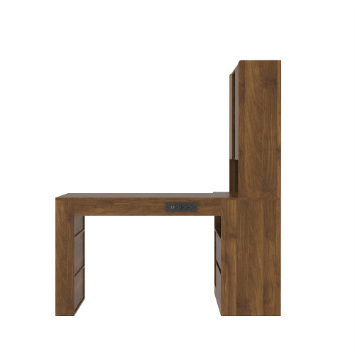 Bureau d’Angle en L avec Rangements, Bibliothèque et Éclairage LED – Bureau Moderne pour Télétravail