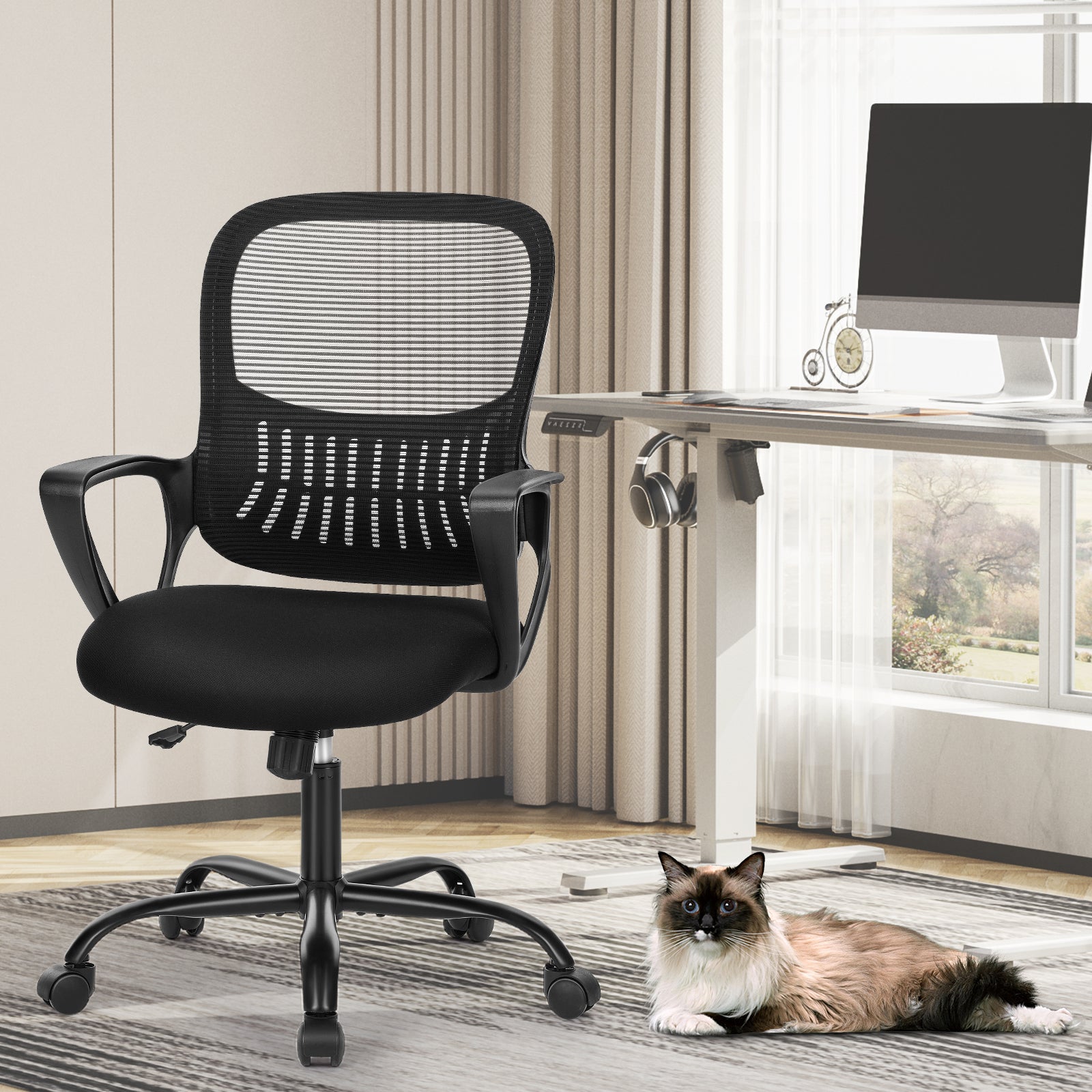 Fauteuil Haut pour Bureau Assis Debout – Repose-Pieds Réglable & Dossier Ergonomique