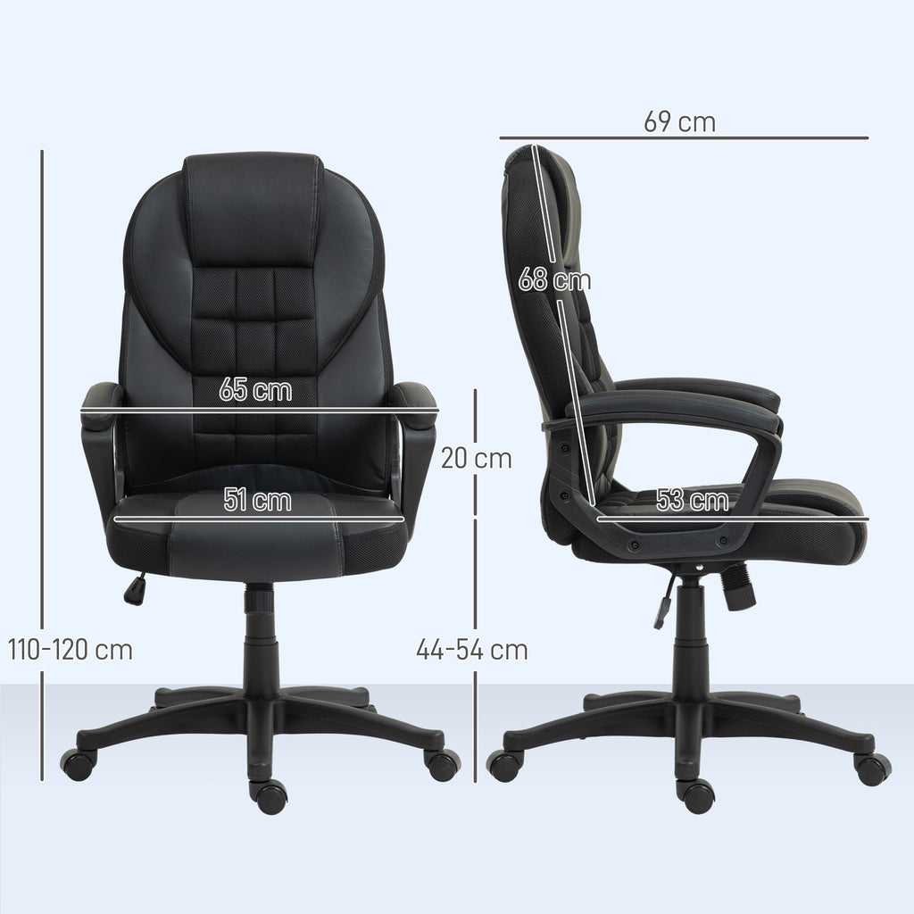 Fauteuil de Bureau en Similicuir Noir – Dossier Haut & Assise Confort