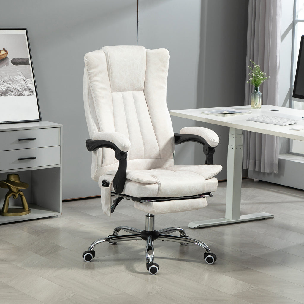 DeskHarmony™ Premium Massage Office Chair – Heated, Reclining &amp; Footrest – White