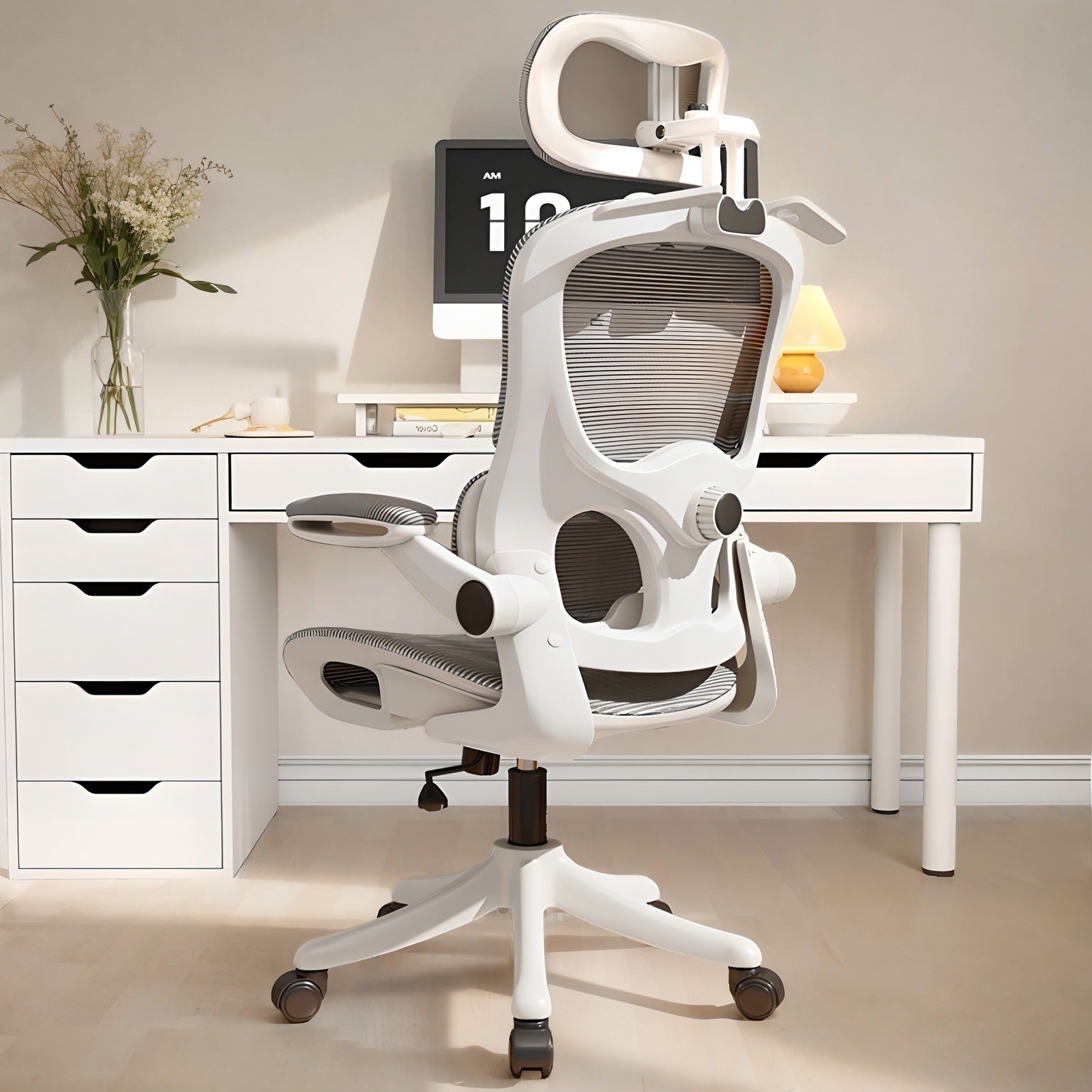 Chaise Ergonomique de Bureau avec Soutien Lombaire – Dossier Mesh Respirant & Appui-Tête 3D | DeskHarmony