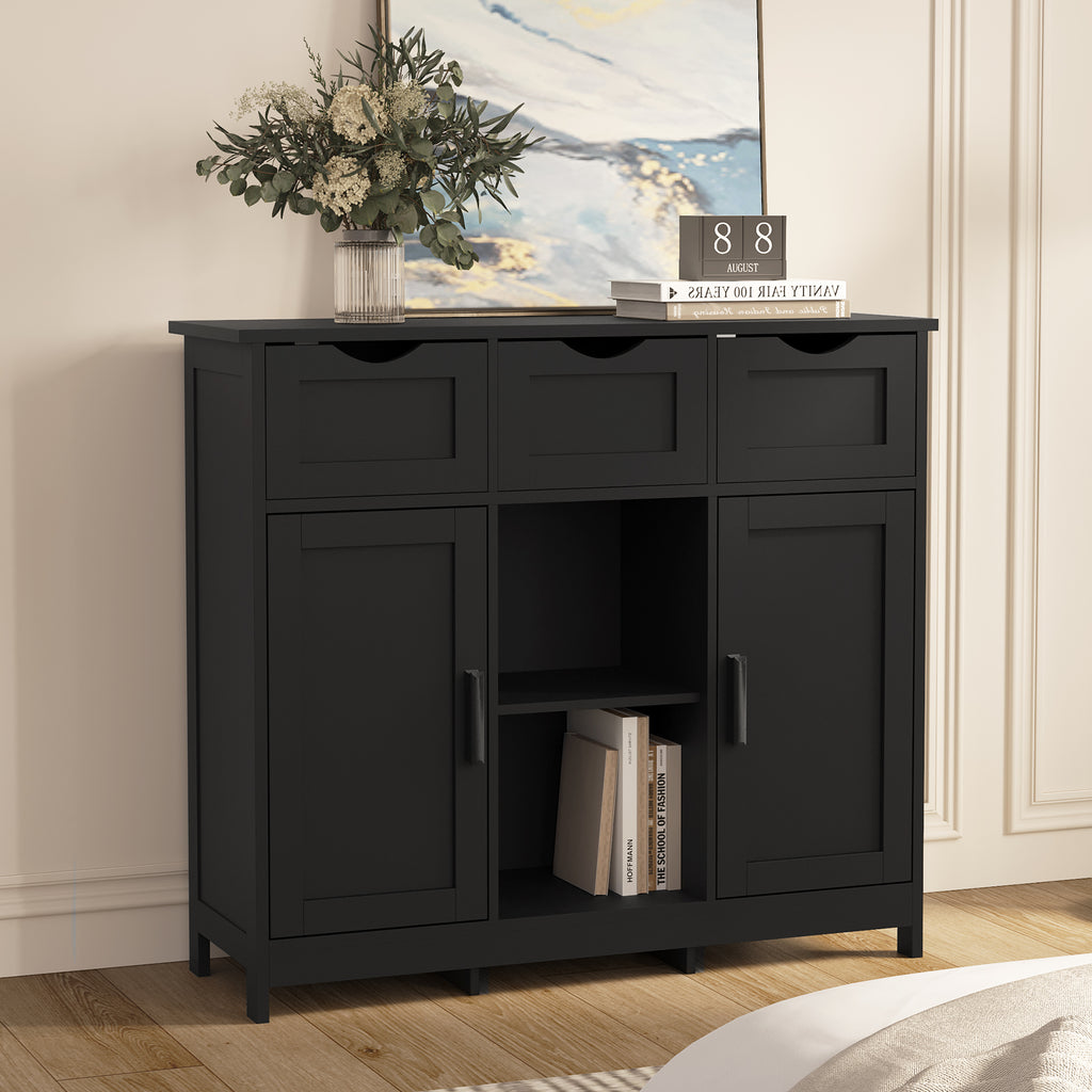 Armoire de Rangement de Bureau Moderne avec Tiroirs et Étagères – Meuble de Classement en Bois Noir pour Organisation Professionnelle