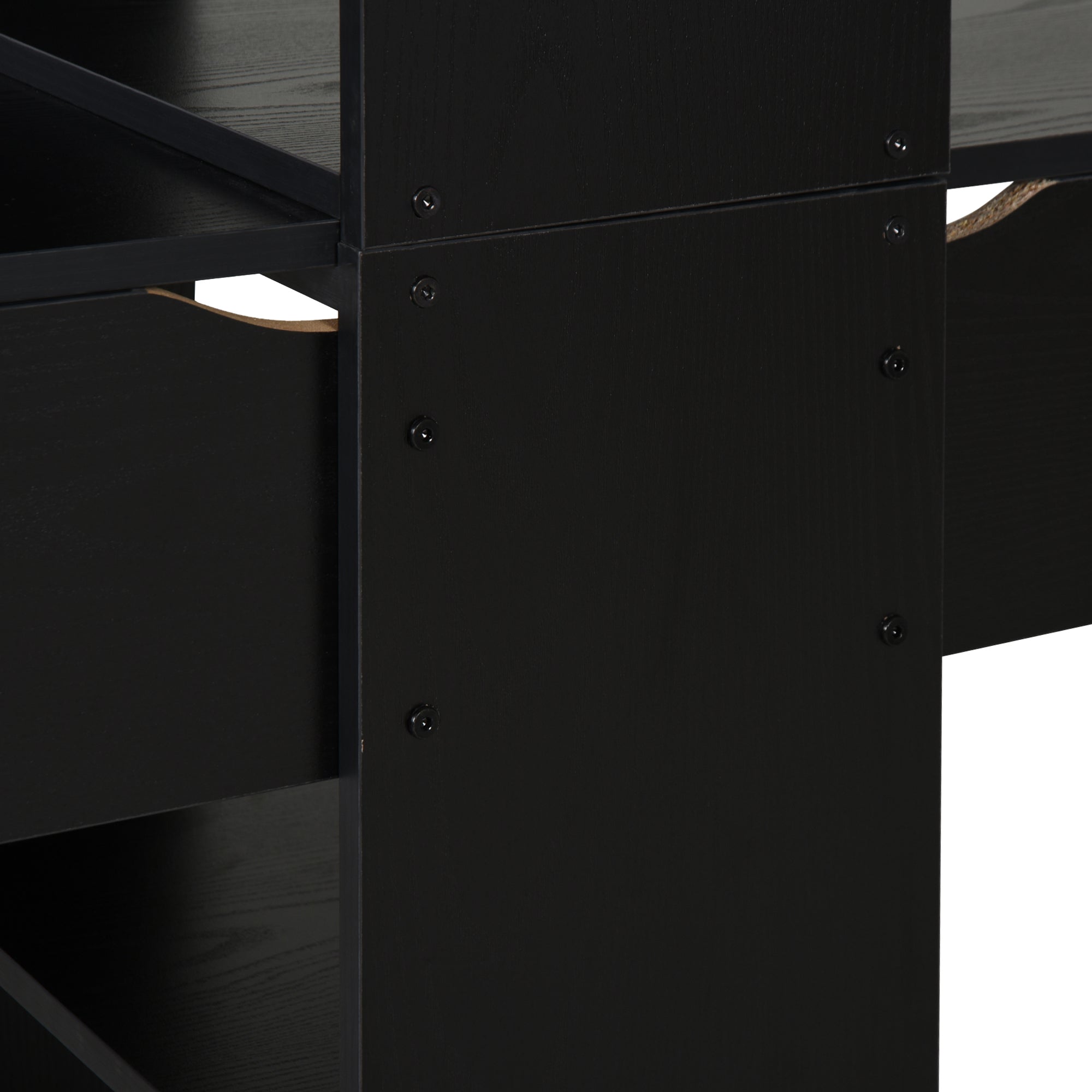 DeskHarmony Double Desk – 2-Person Workstation with Integrated Bookshelf – Black