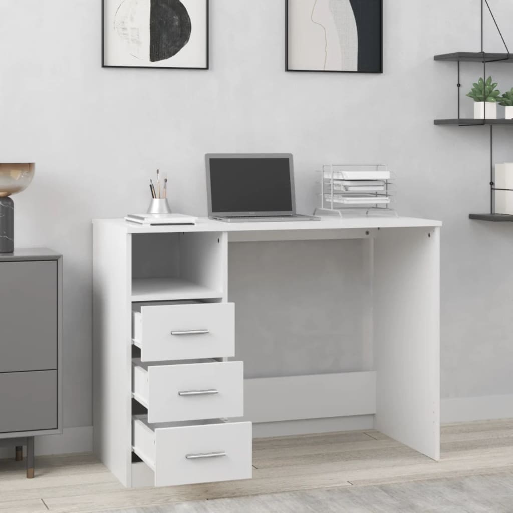 Bureau Compact avec Tiroirs 102 cm – Design Moderne & Rangement Intégré | DeskHarmony