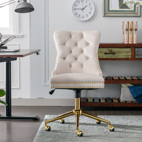 Chaise de Bureau Capitonnée en Velours – Élégance & Confort Ajustable | DeskHarmony