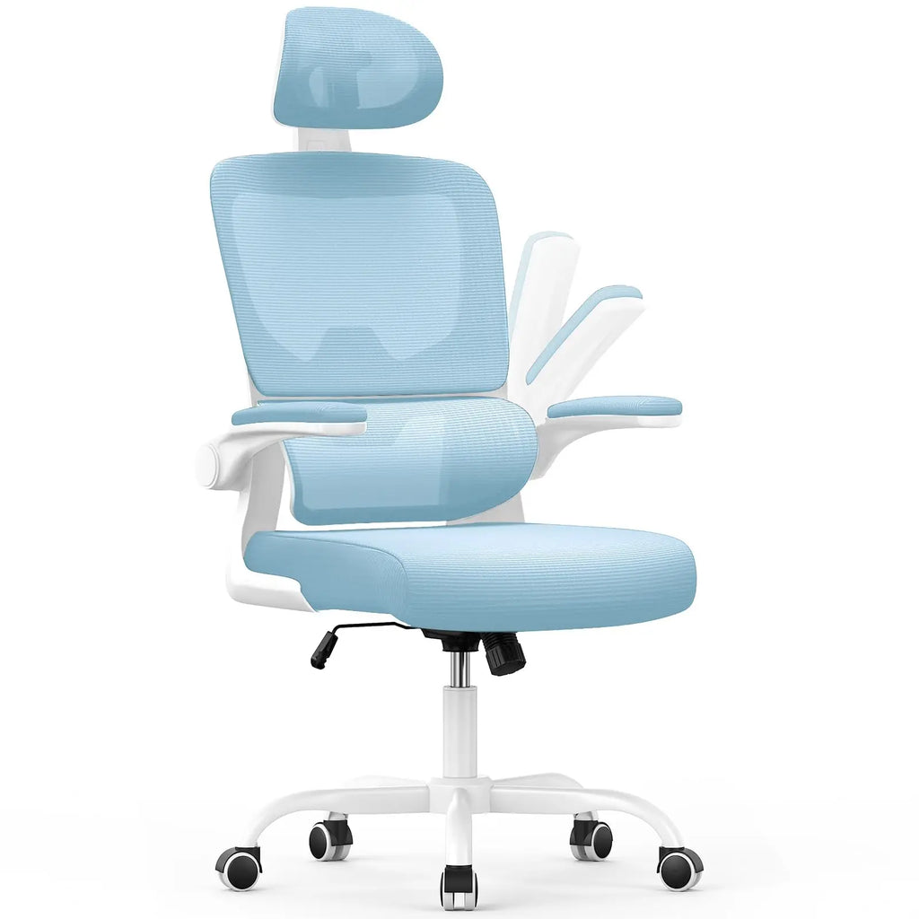 Chaise de Bureau Ergonomique – Accoudoirs Repliables, Dossier Respirant & Hauteur Réglable (Rotation 360°)