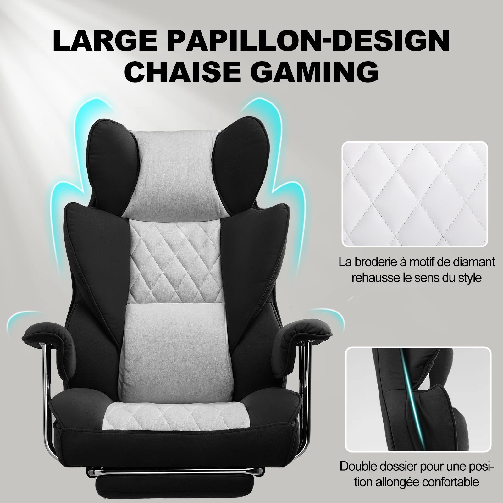 GTPLAYER – Chaise Bureau Ergonomique avec Ressorts Lombaires