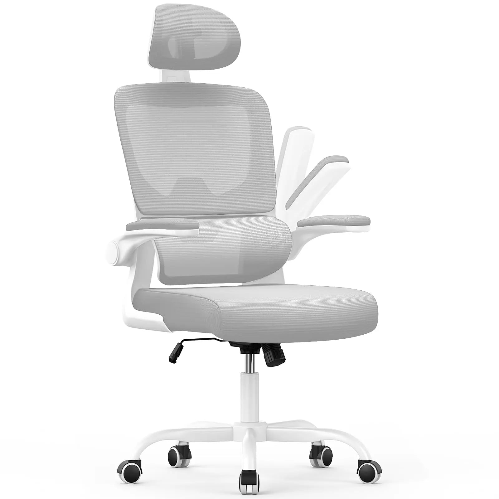 Chaise de Bureau Ergonomique – Accoudoirs Repliables, Dossier Respirant & Hauteur Réglable (Rotation 360°)