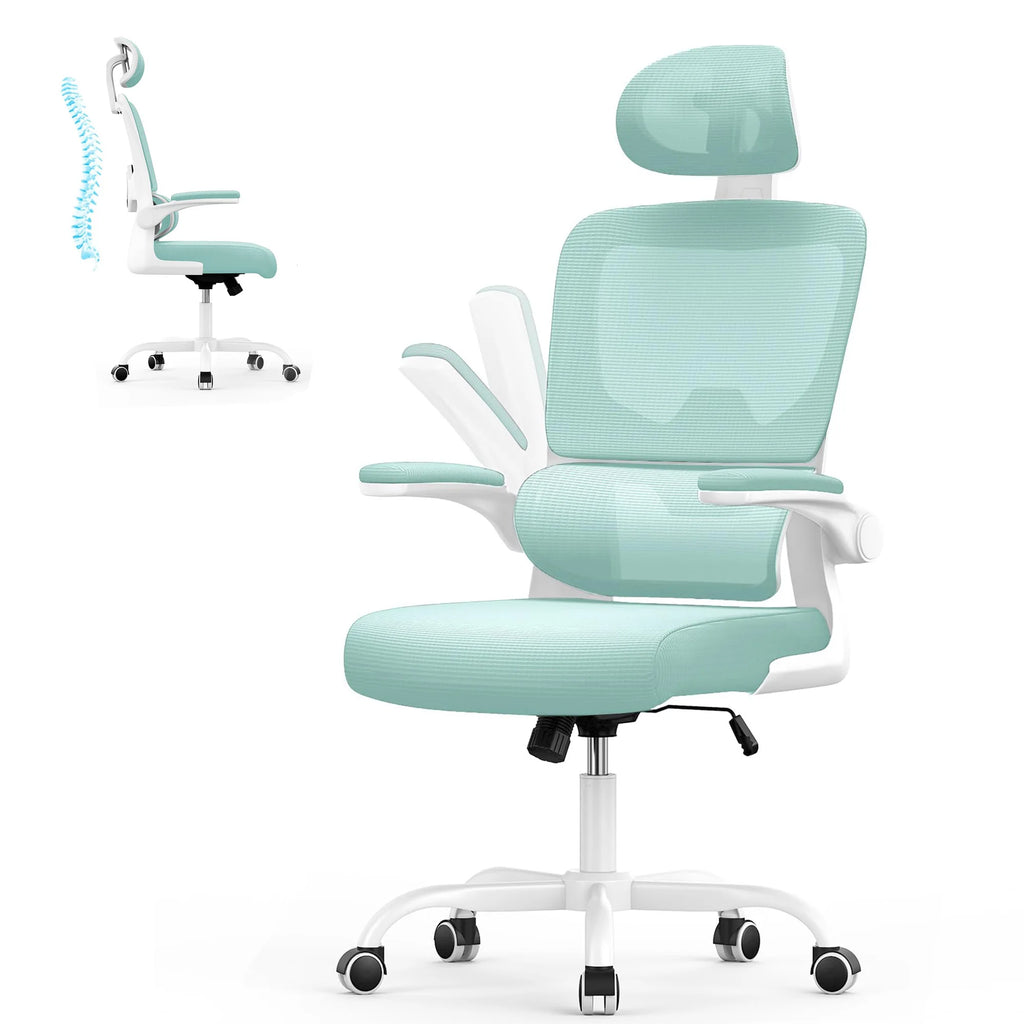 Chaise de Bureau Ergonomique – Accoudoirs Repliables, Dossier Respirant & Hauteur Réglable (Rotation 360°)