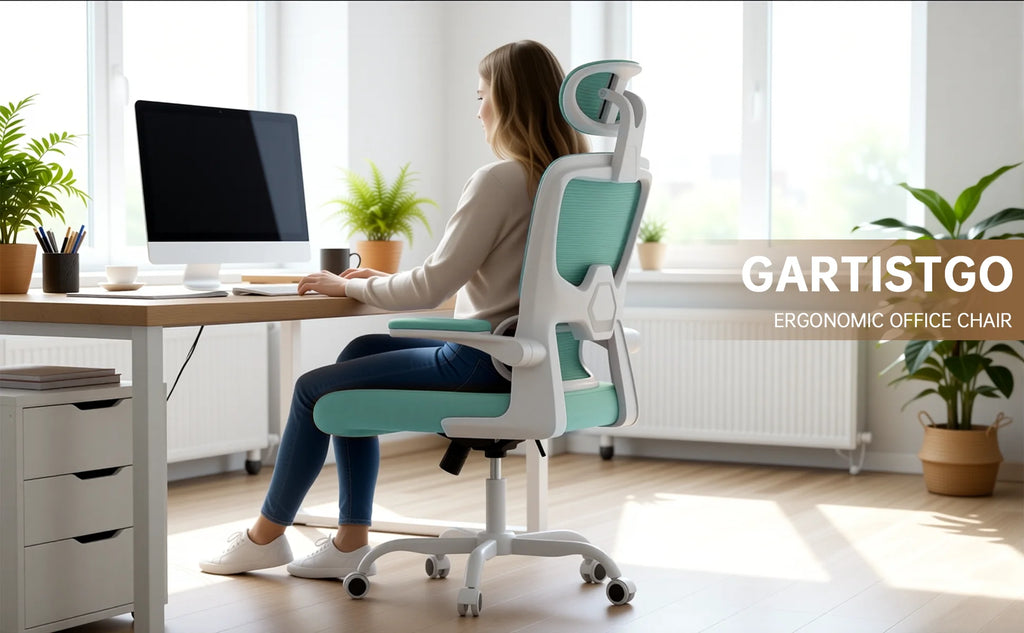 Chaise de Bureau Ergonomique – Accoudoirs Repliables, Dossier Respirant & Hauteur Réglable (Rotation 360°)