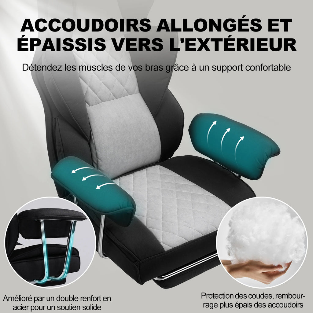 GTPLAYER – Chaise Bureau Ergonomique avec Ressorts Lombaires