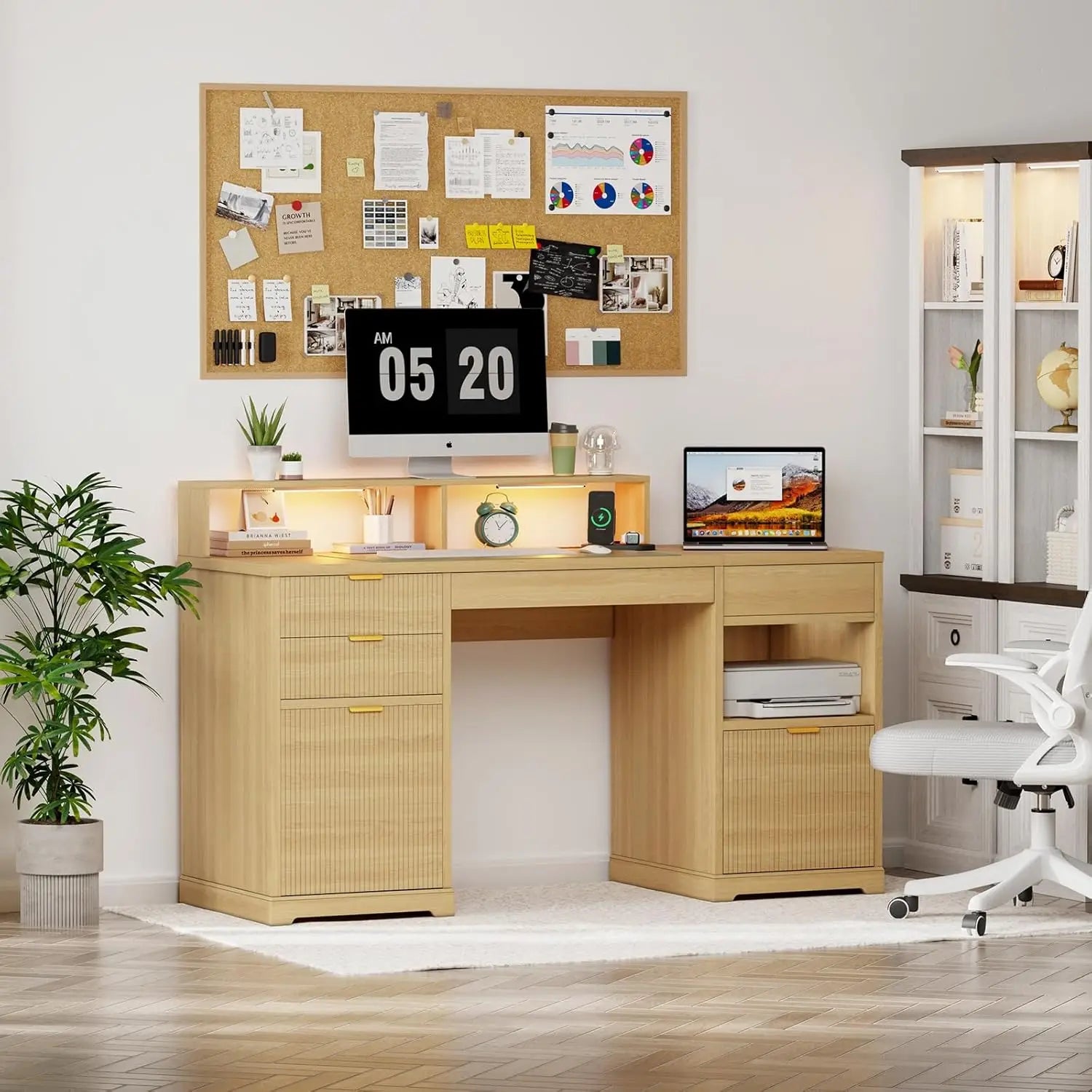 Bureau "Directeur Fluté" – Élégance Sculpturale & Ergonomie Hybride