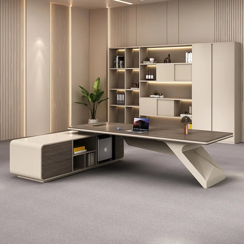 Bureau Exécutif de Luxe DeskHarmony – Design Minimaliste & Rangement Intégré