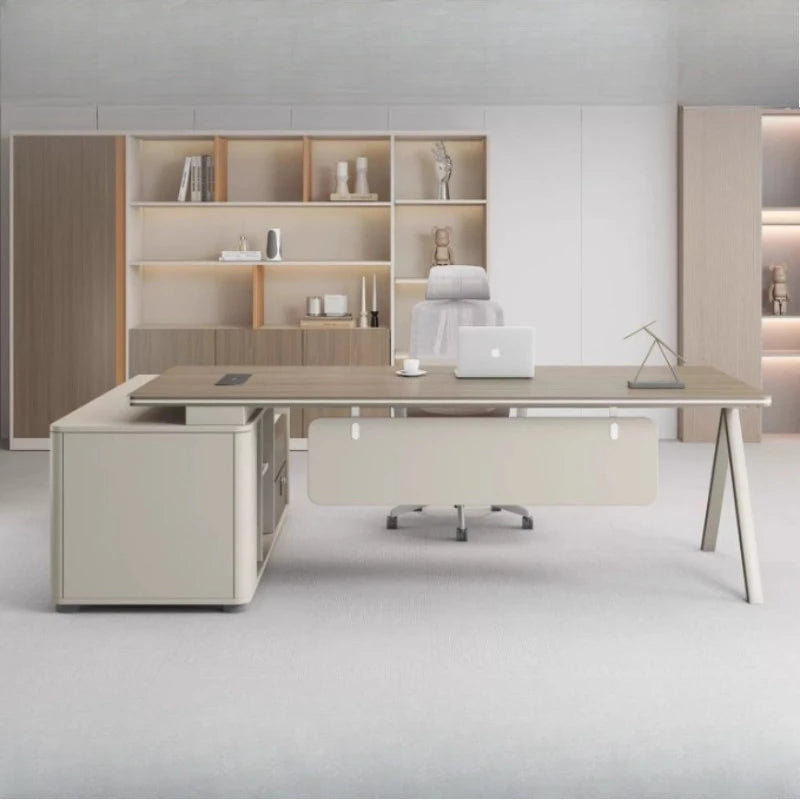 Grand Bureau en Bois avec Tiroirs – Design Moderne & Espace de Rangement – DeskHarmony
