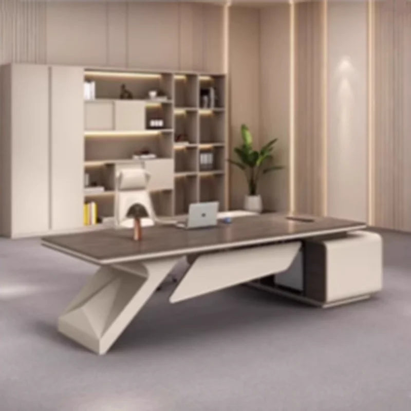 Bureau Exécutif de Luxe DeskHarmony – Design Minimaliste & Rangement Intégré