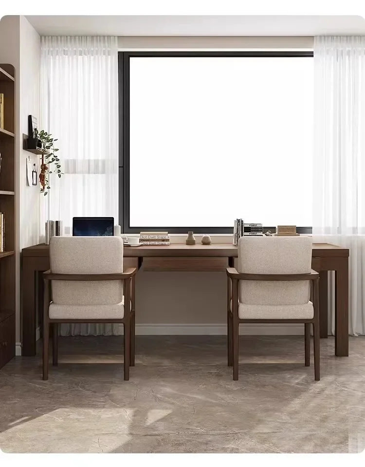Bureau Double 2 Personnes DeskHarmony avec Étagères de Rangement – Grand Bureau Droit Extra-Long au Design Moderne pour Bureau et Télétravail
