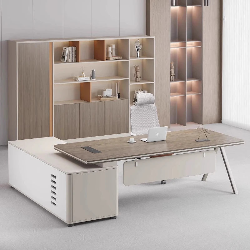 Grand Bureau en Bois avec Tiroirs – Design Moderne & Espace de Rangement – DeskHarmony