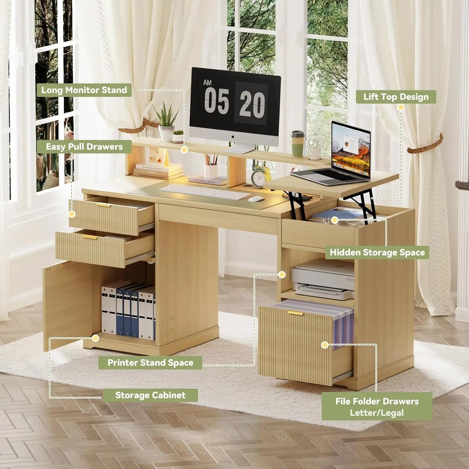 Bureau "Directeur Fluté" – Élégance Sculpturale & Ergonomie Hybride