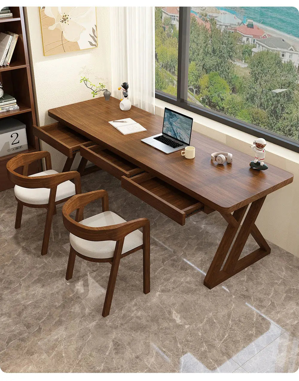 Bureau Double "Z-Line" – L'Élégance Linéaire par DeskHarmony