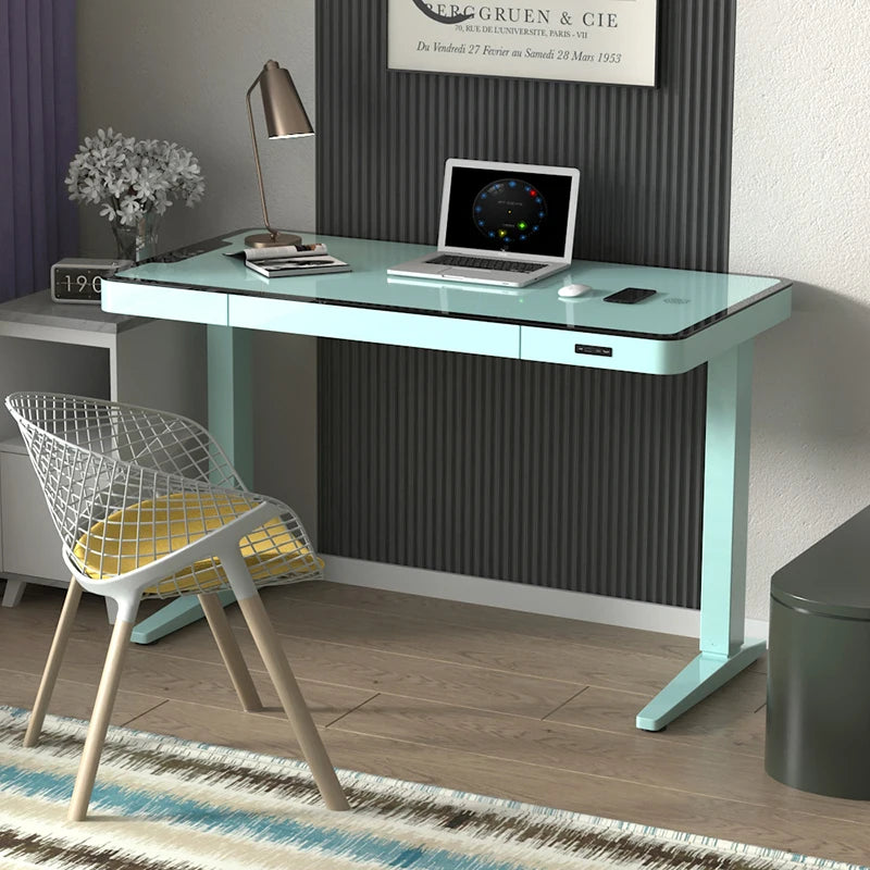 Bureau Assis Debout Électrique 120 cm – Double Moteur & Plateau en Verre avec Chargeur Sans‑Fil