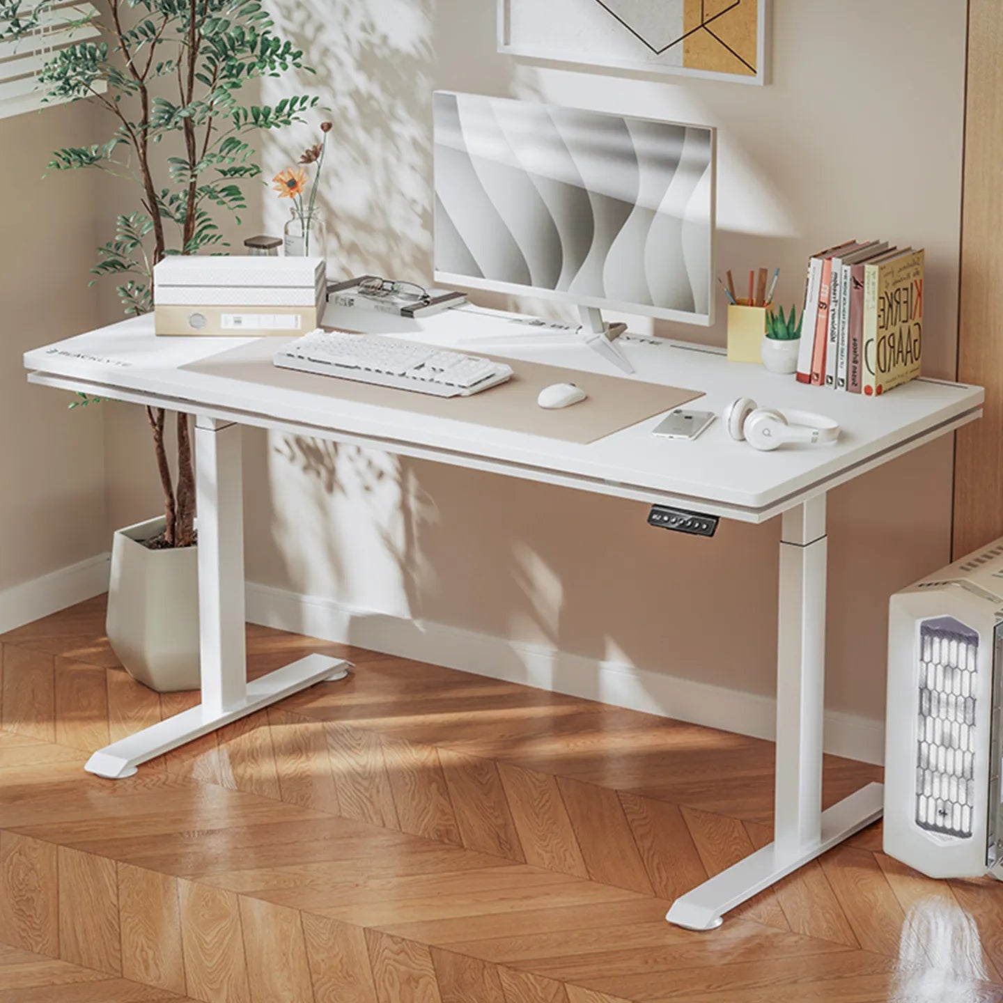 Bureau Assis Debout 120 cm – Table Informatique Moderne avec Réglage Mémoire Manuel