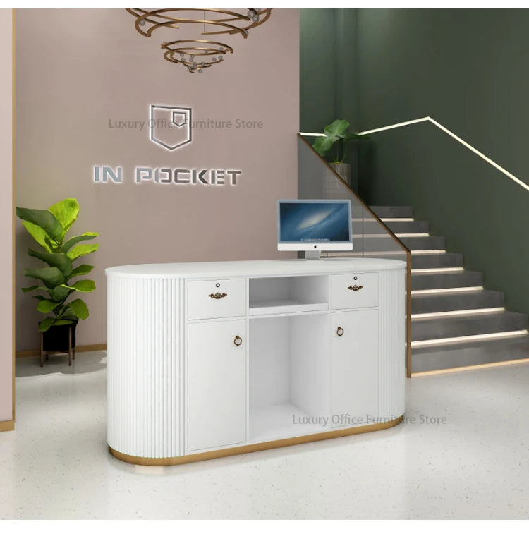 Banque d'Accueil "L'Orbe" – L'Élégance Curviligne par DeskHarmony