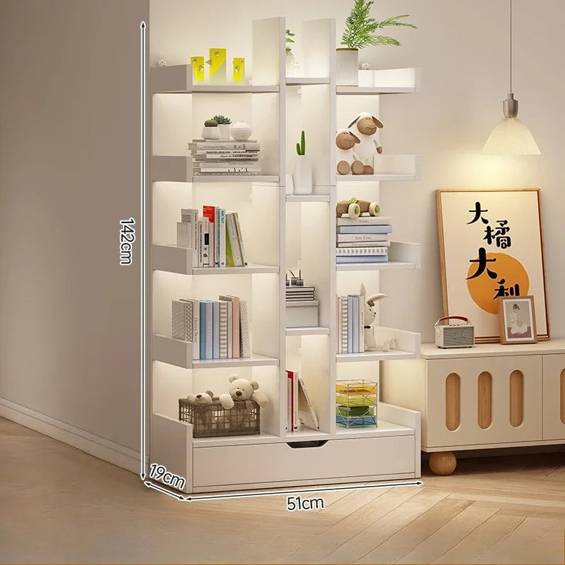 Bibliothèque en Bois Massif DeskHarmony™ – Étagère Multi-Niveaux pour Bureau