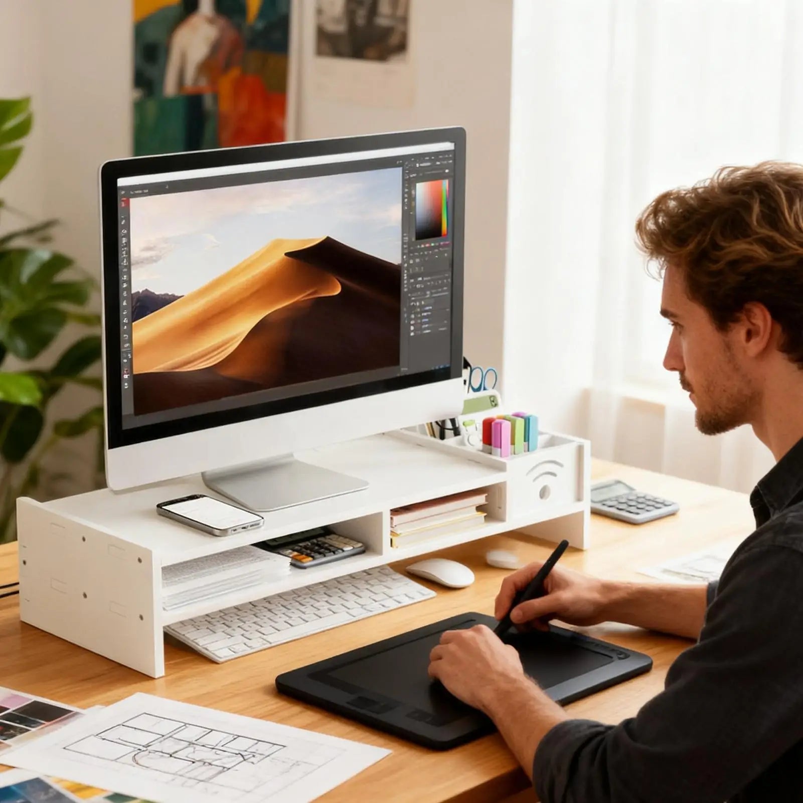 Support d'Écran "Amplitude" – L'Ergonomie à Double Niveau par DeskHarmony