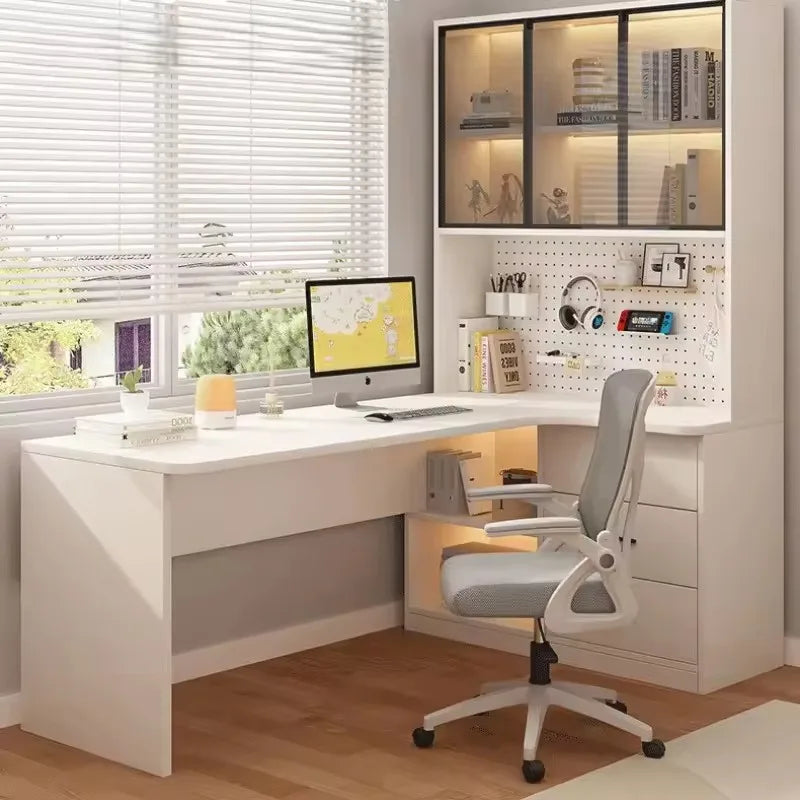 Bureau d’Angle avec Étagère Intégrée – Design Fonctionnel & Élégant