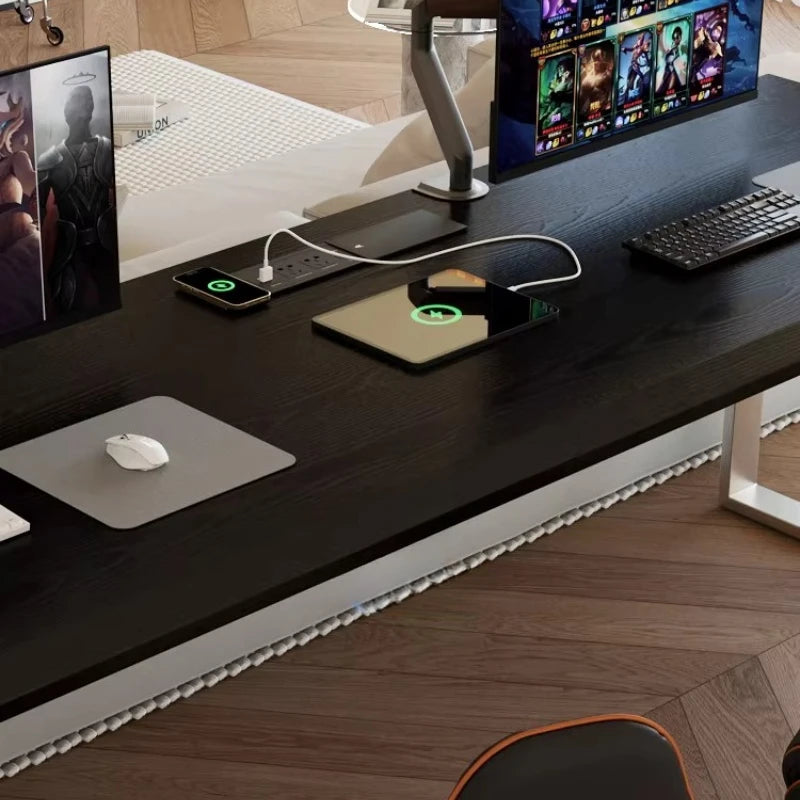 Bureau Double DeskHarmony Design Bauhaus Noir – Grand Bureau d’Ordinateur 2 Personnes pour Bureau, Télétravail, Gaming et Études