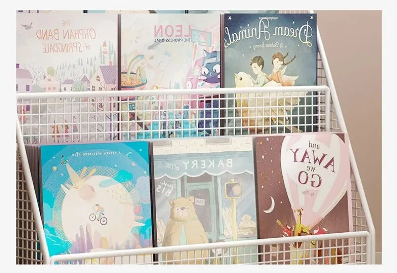 Bibliothèque Mobile Enfant DeskHarmony – Étagère à Roulettes 3 Niveaux pour Livres, Documents & Albums