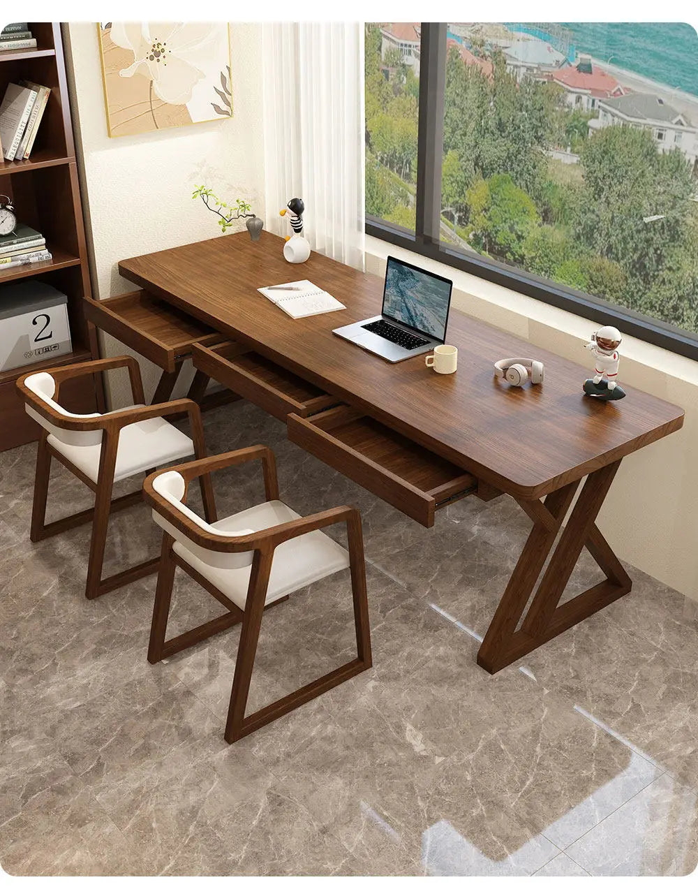 Bureau Double "Z-Line" – L'Élégance Linéaire par DeskHarmony
