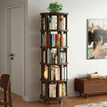 Bibliothèque Rotative 360° en Bois Massif DeskHarmony™ – Rangement Vertical Gain de Place