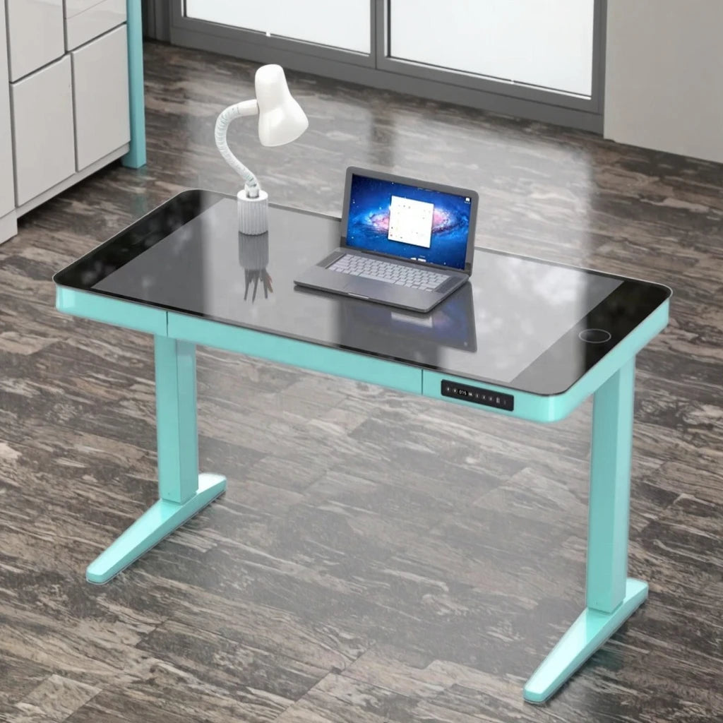 Bureau Assis Debout Électrique 120 cm – Double Moteur & Plateau en Verre avec Chargeur Sans‑Fil