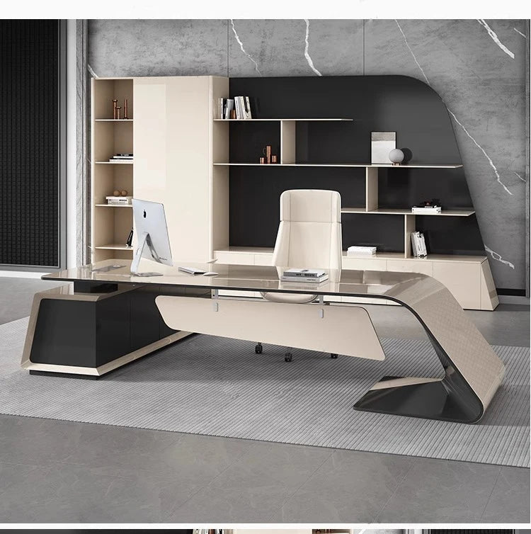 Bureau de Direction en L avec Meuble Latéral – Bois Moderne & Rangement Intégré – DeskHarmony