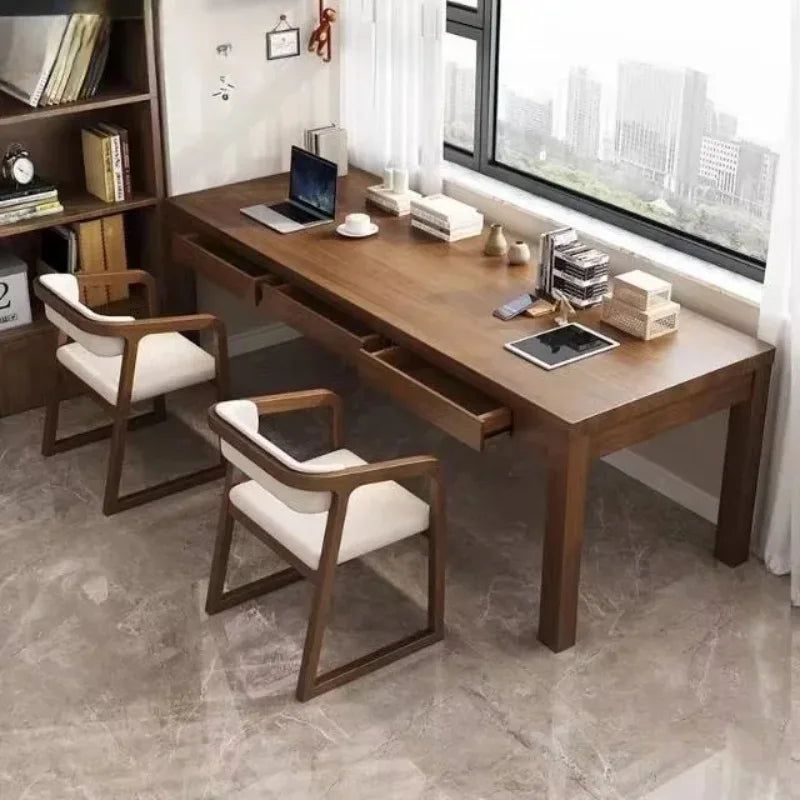 Bureau Double 2 Personnes DeskHarmony avec Étagères de Rangement – Grand Bureau Droit Extra-Long au Design Moderne pour Bureau et Télétravail