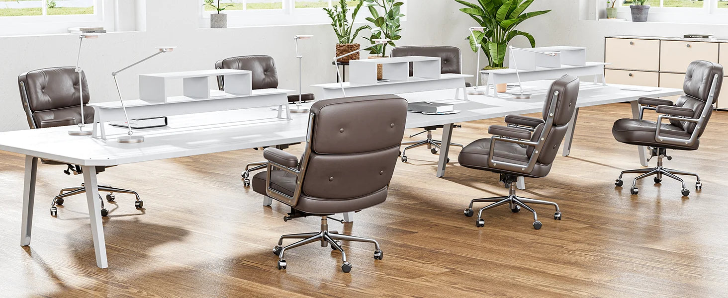 Fauteuil de Bureau Exécutif en Cuir Véritable DeskHarmony™ – Confort Ergonomique Premium