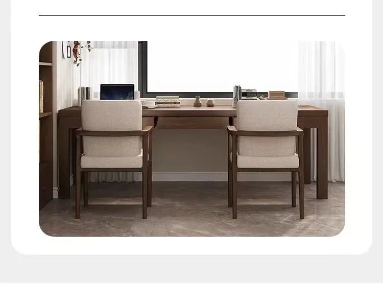 Bureau Double 2 Personnes DeskHarmony avec Étagères de Rangement – Grand Bureau Droit Extra-Long au Design Moderne pour Bureau et Télétravail