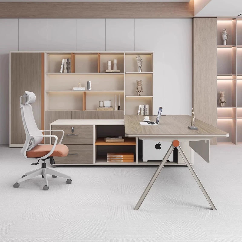 Grand Bureau en Bois avec Tiroirs – Design Moderne & Espace de Rangement – DeskHarmony