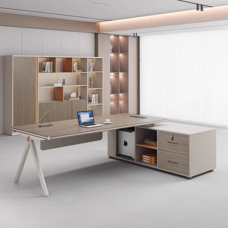 Grand Bureau en Bois avec Tiroirs – Design Moderne & Espace de Rangement – DeskHarmony
