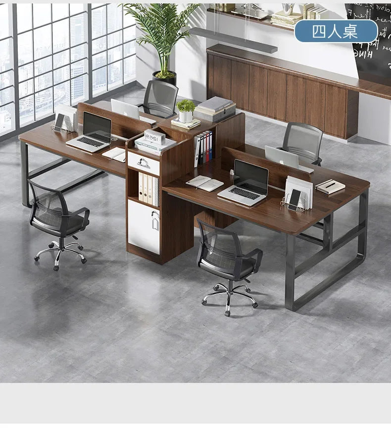 Bureau Double 78" DeskHarmony – Grand Bureau Deux Personnes avec Tiroirs et Étagères de Rangement