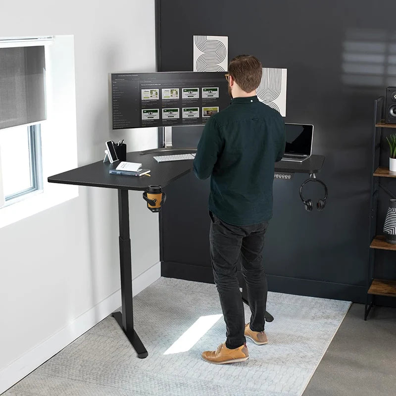 Bureau Assis Debout Électrique Réglable en Hauteur DeskHarmony – Bureau Moderne Ergonomique pour Bureau, Télétravail, Gaming et Études