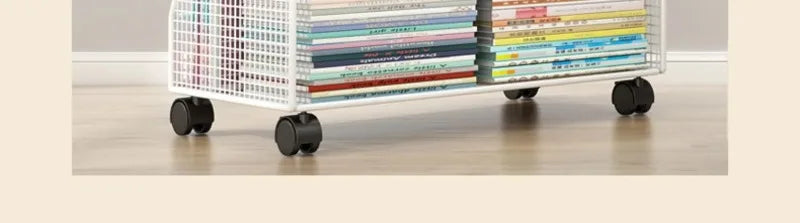 Bibliothèque Mobile Enfant DeskHarmony – Étagère à Roulettes 3 Niveaux pour Livres, Documents & Albums