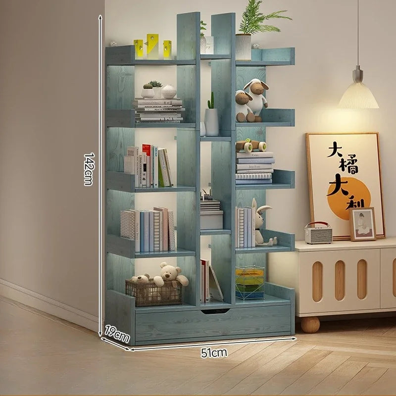 Bibliothèque en Bois Massif DeskHarmony™ – Étagère Multi-Niveaux pour Bureau