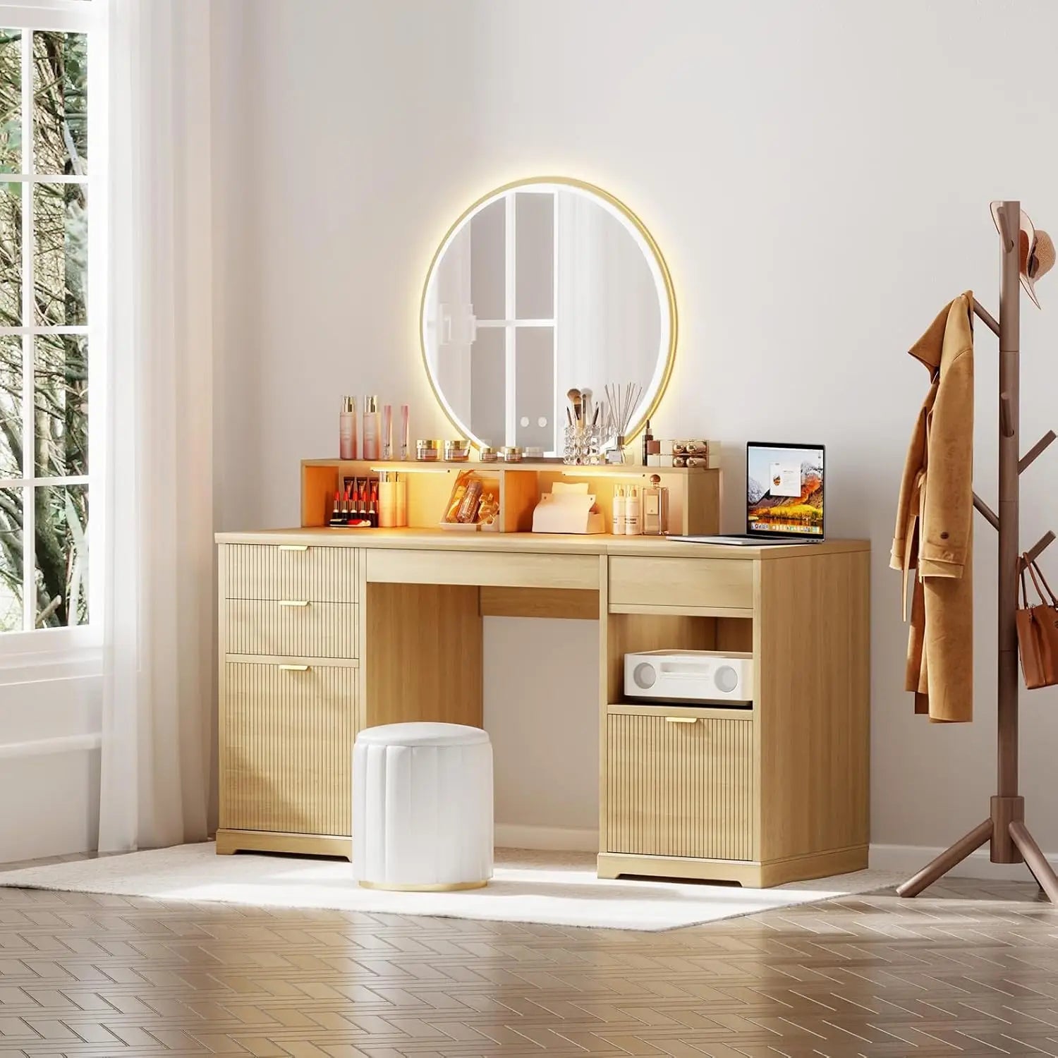 Bureau "Directeur Fluté" – Élégance Sculpturale & Ergonomie Hybride