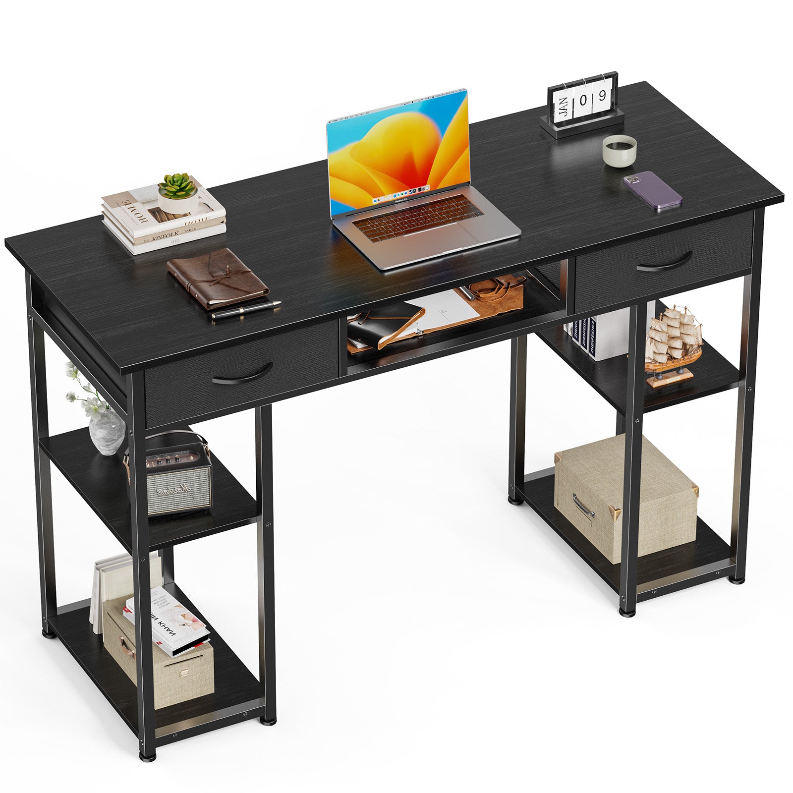 Bureau Compact avec Rangement – 32" ou 48", Noir, Blanc ou Bois