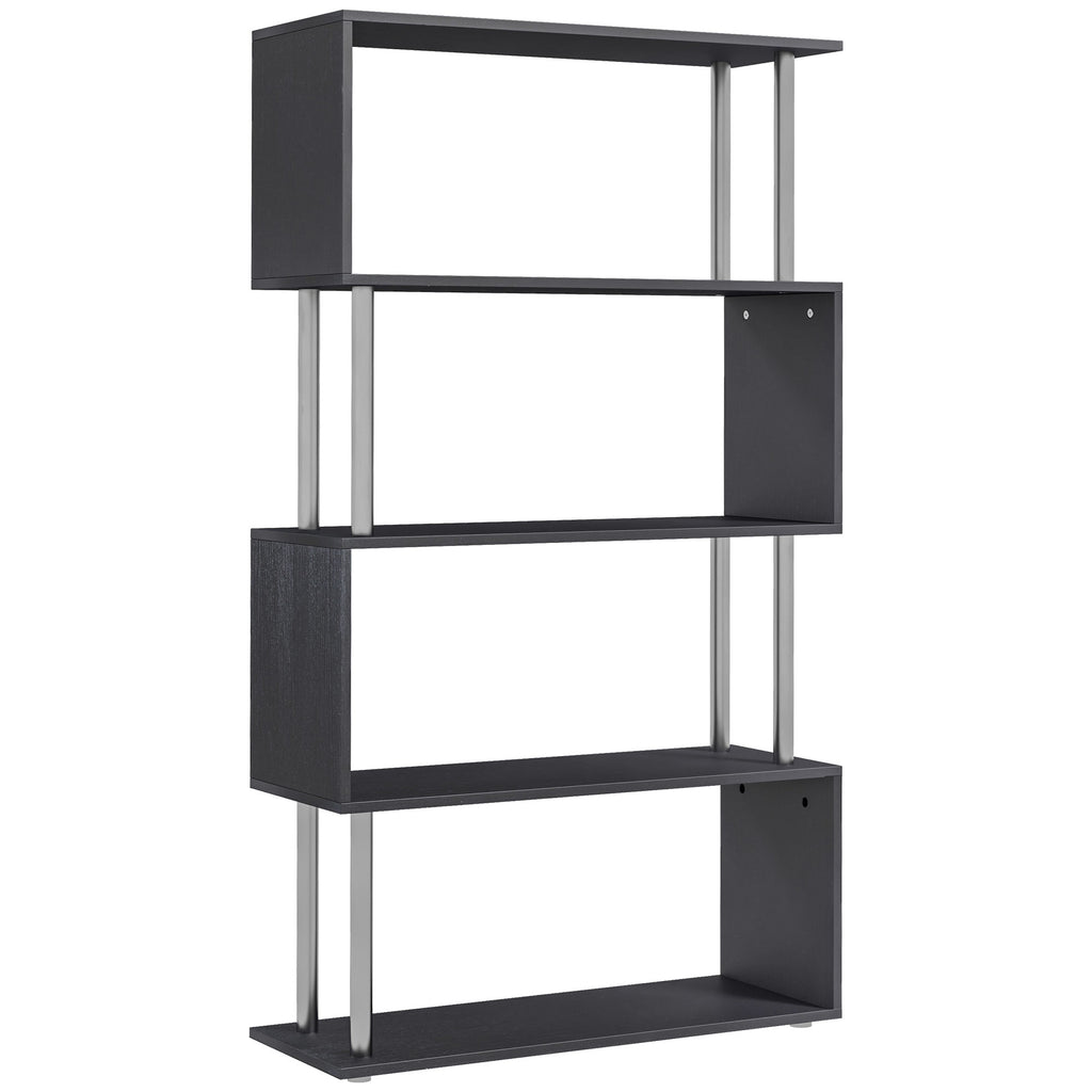 S Design 5-Tier Bookshelf – Modern Black Wooden Shelving Unit for Office &amp; Home Office